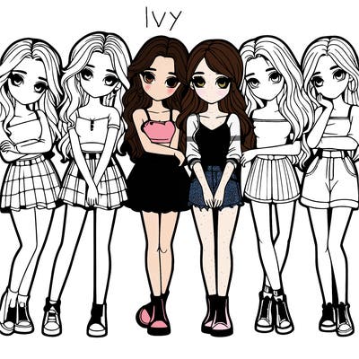a group of girls realistic
