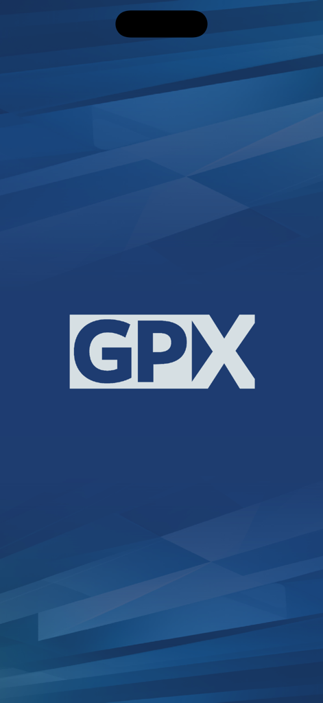 GRAPHICS PRO EXPO - GPX logo centered on a blue abstract geometric background