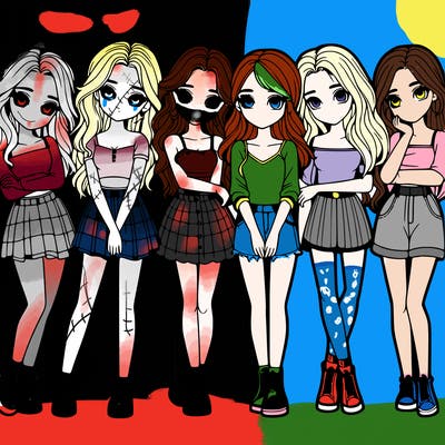 a group of girls realistic