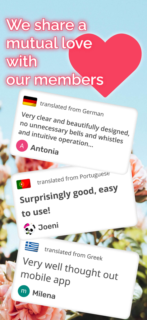 Avaliações e depoimentos de usuários internacionais para o aplicativo Rastreador de Nutrição, destacando sua facilidade de uso e design.