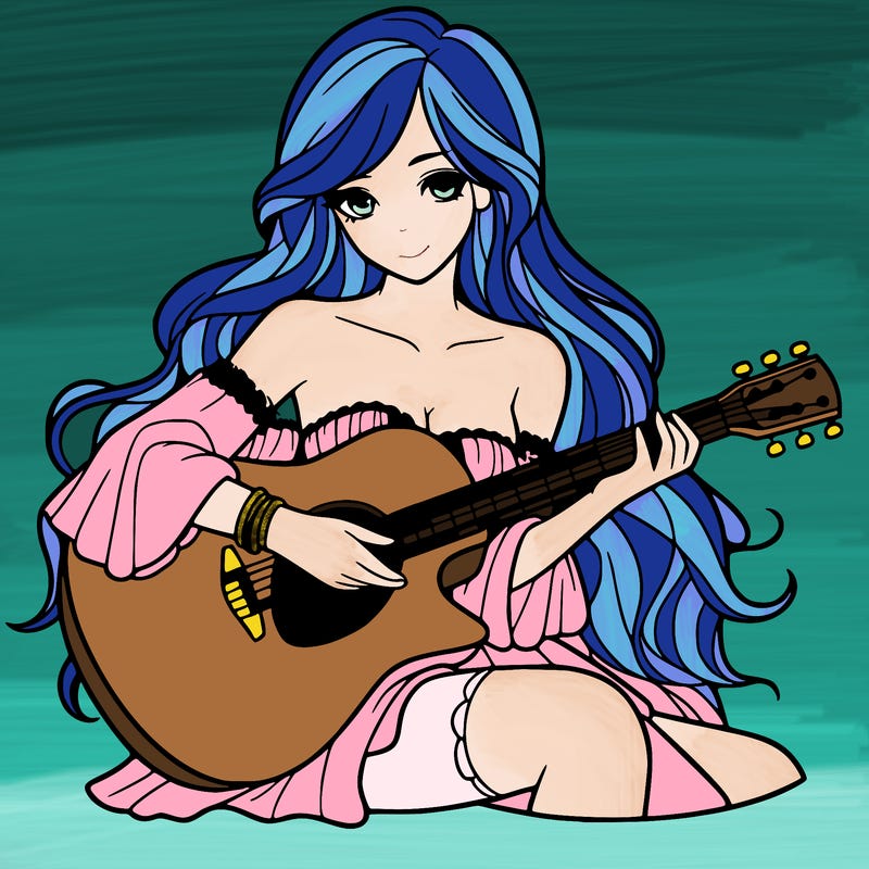 beautiful girl playing the guitar