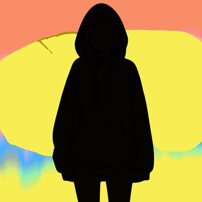 realistic girl in an oversized hoodie and leggings