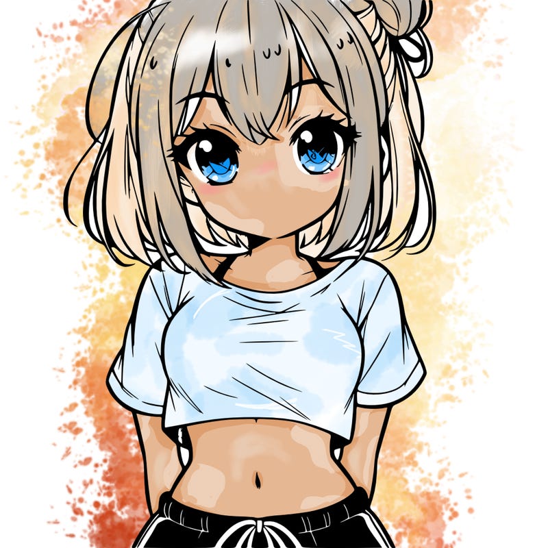 cute anime girl wearing crop top