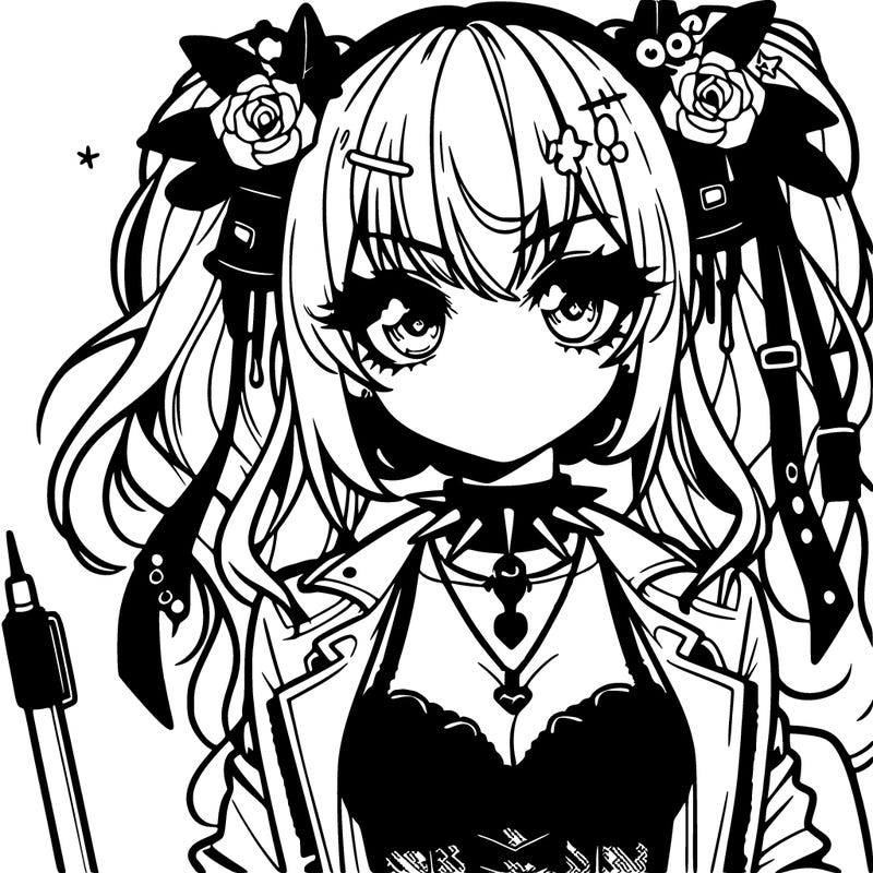 pretty and edgy gothic anime girl