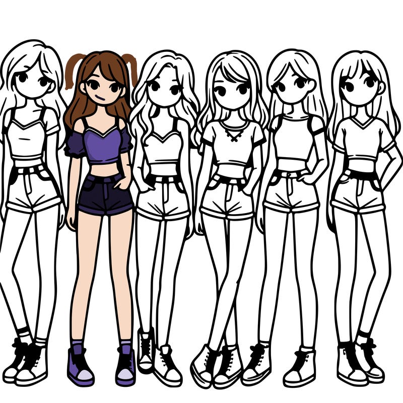 a group of girls wearing crop tops and shorts