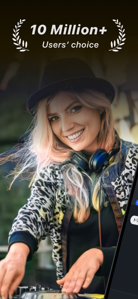 Promotional image for Music Editor app showing a female DJ and 10 Million plus Users choice text