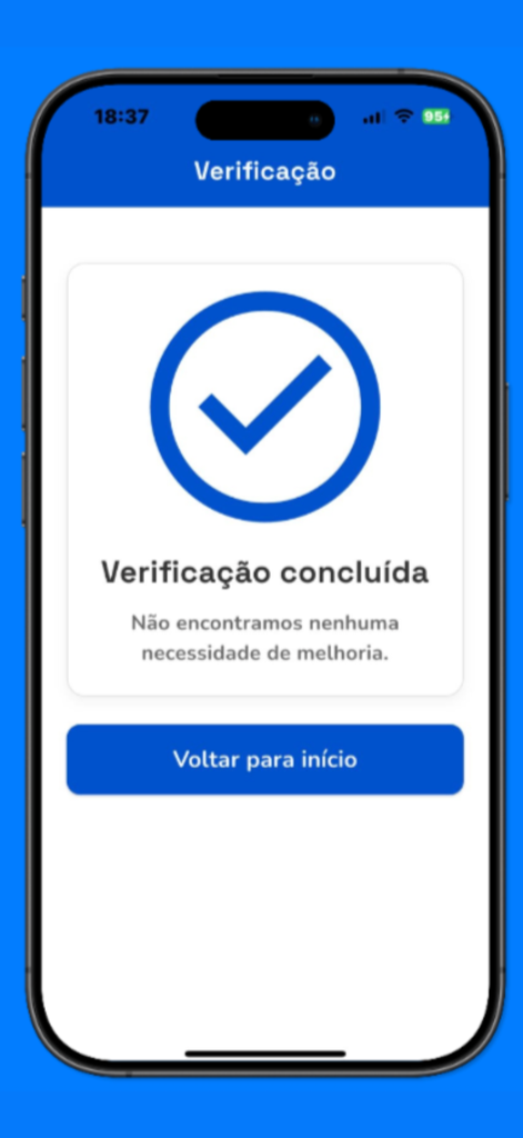 TIM Segurança Digital - TIM Segurança Digital app screen showing a completed security verification with a blue checkmark