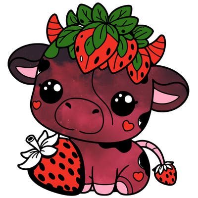cute strawberry cow