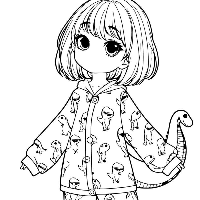 realistic girl in dino pjs