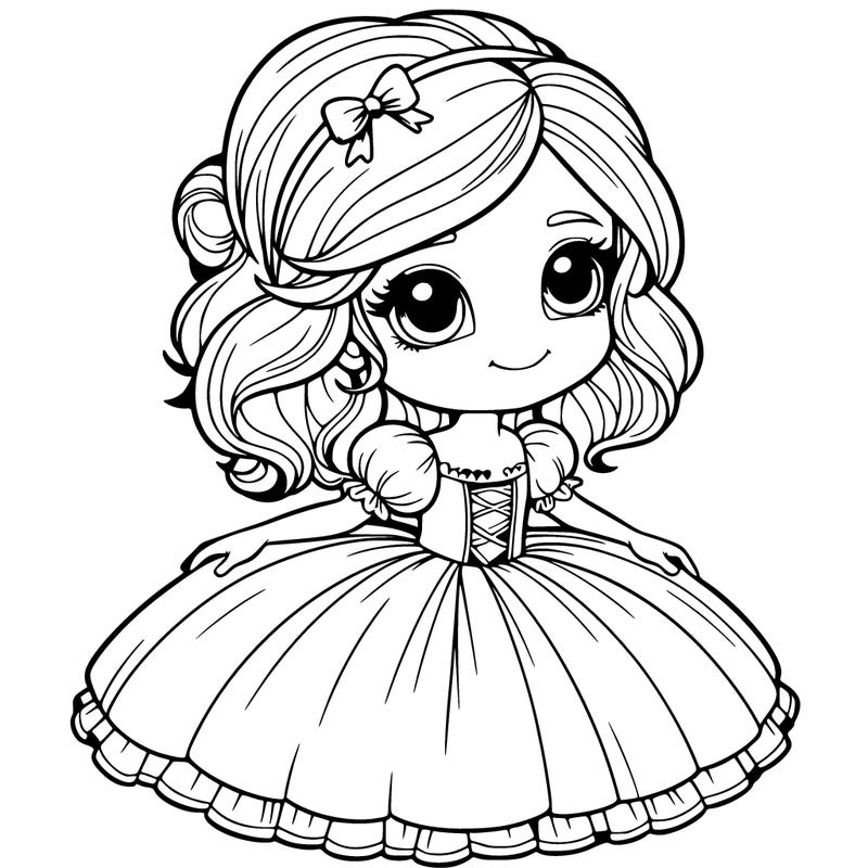 realistic girl with puffy dress