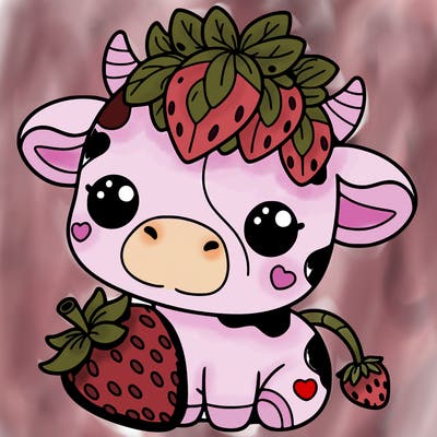cute strawberry cow