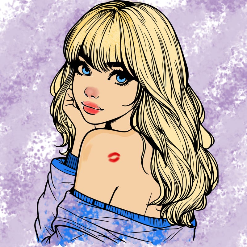 realistic girl with bangs looking over her shoulder
