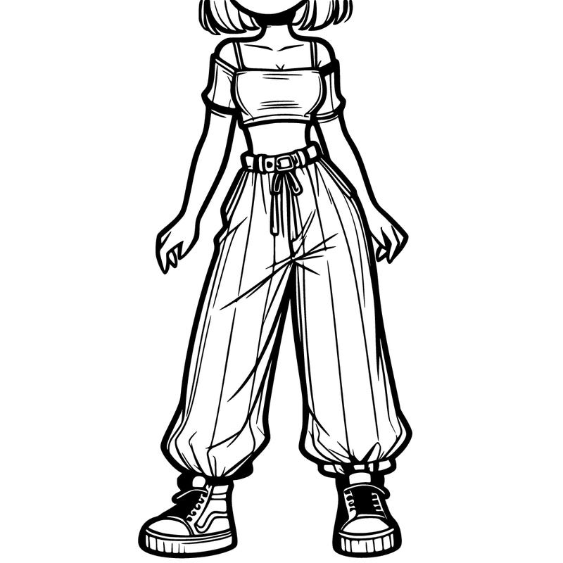 girl in crop top and baggy pants