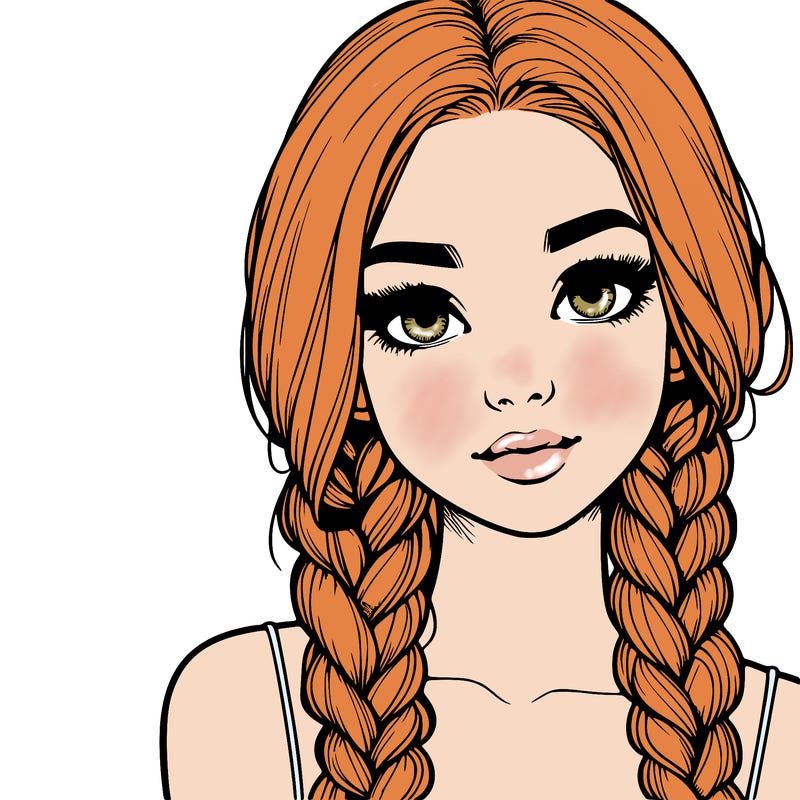 realistic girl with braids