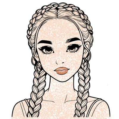realistic girl with braids