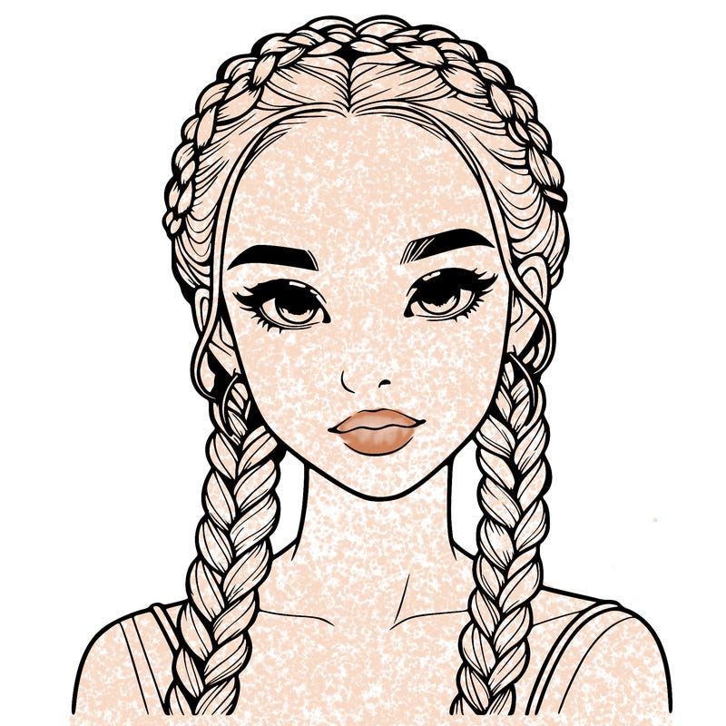 realistic girl with braids