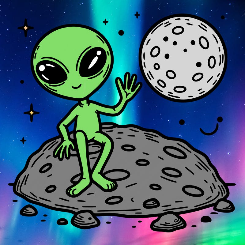space alien on the moon