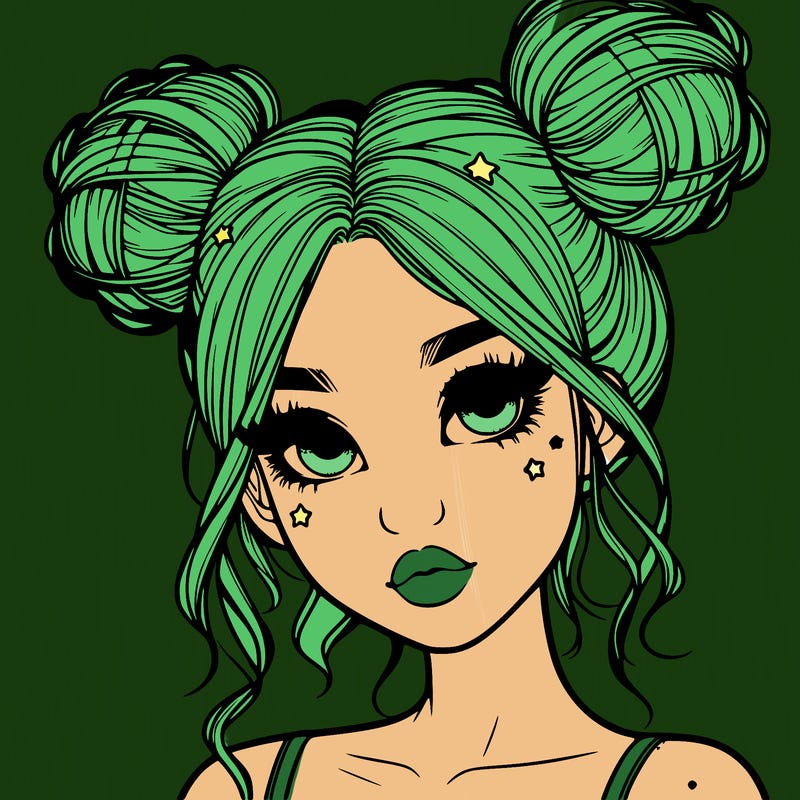 realistic girl with space buns