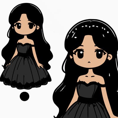 brown hair gile pich skin with a beautiful dress