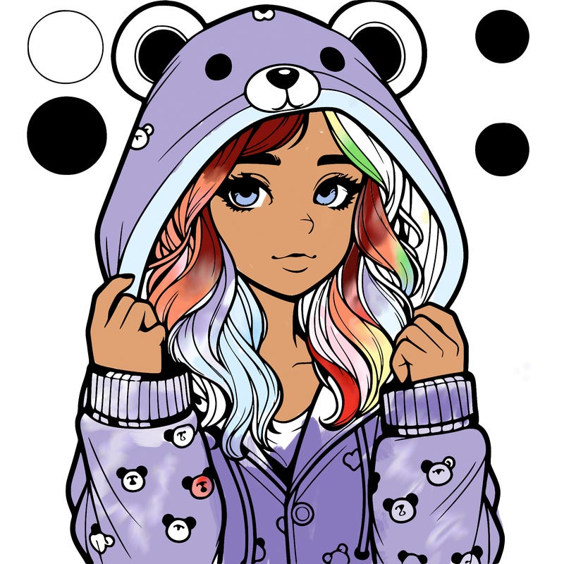 realistic girl in a animal pjs hoodie
