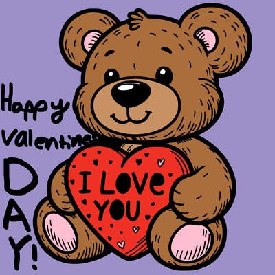 teddy bear holding an i love you heart