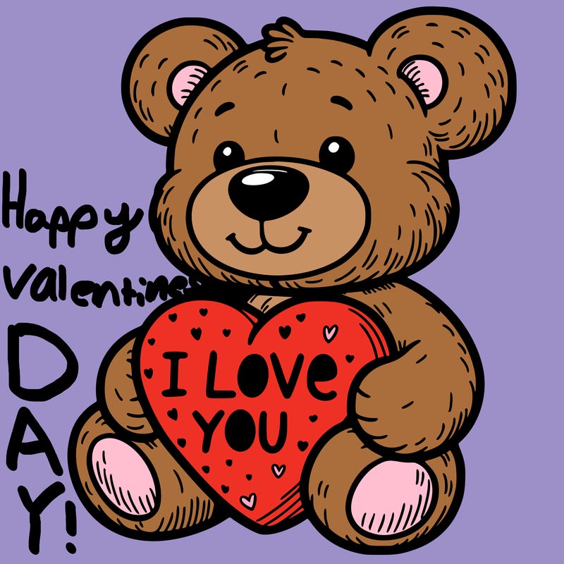 teddy bear holding an i love you heart