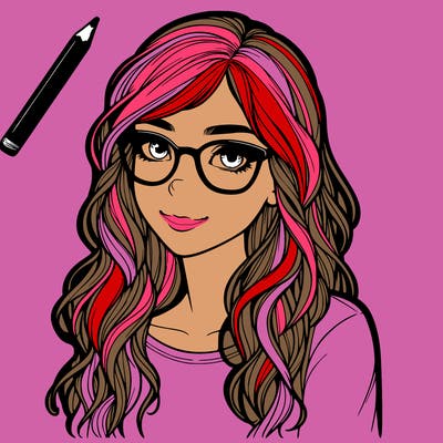 realistic girl with glasses