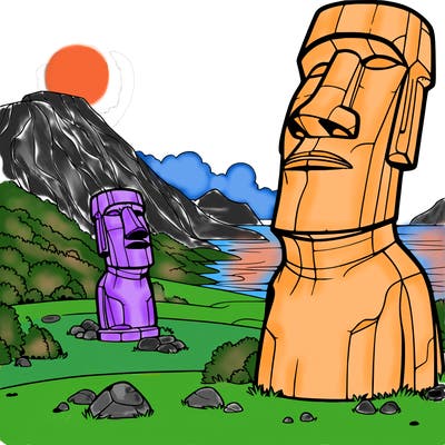 moai statue and landscape