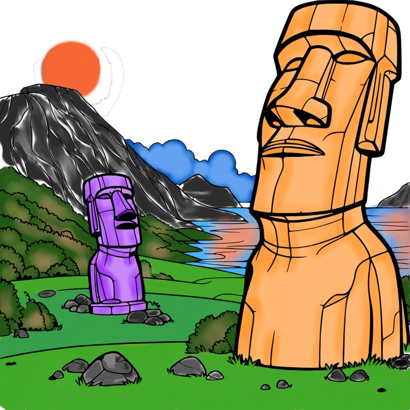 moai statue and landscape