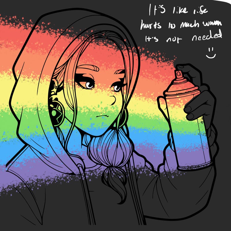 a realistic girl, spray painting