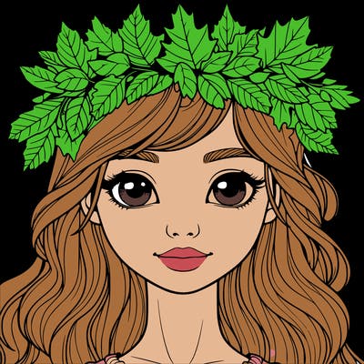 realistic girl with fall leaf crown