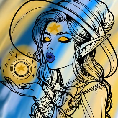 realistic elf casting a spell with lips