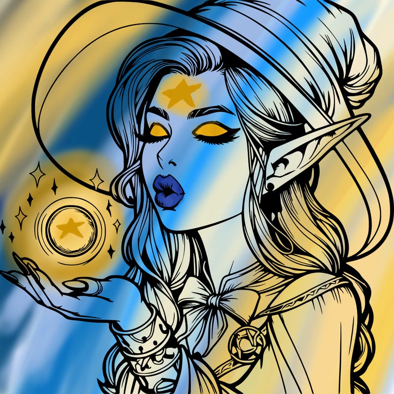 realistic elf casting a spell with lips