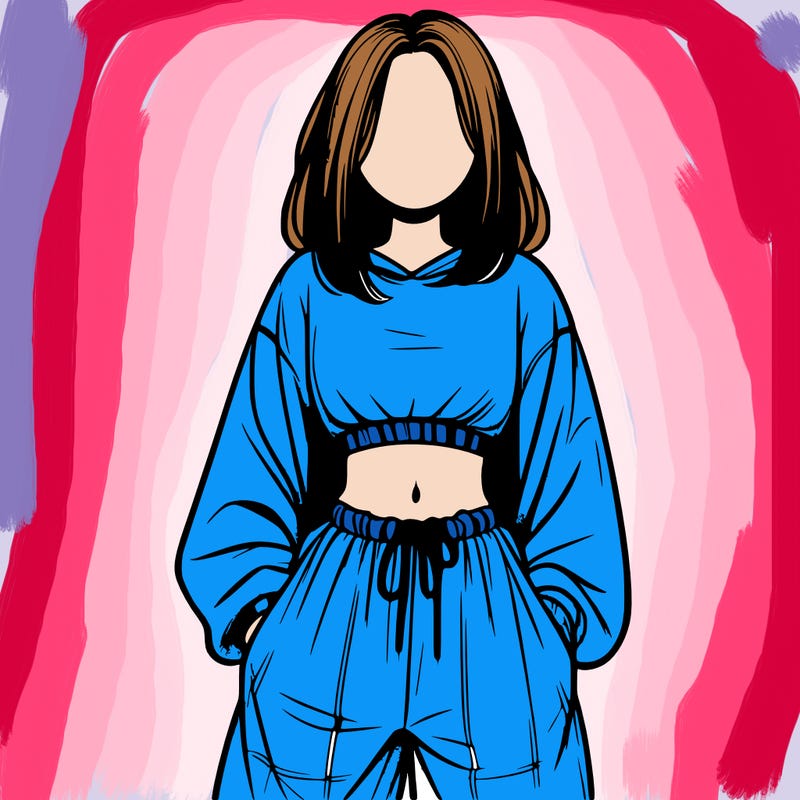 realistic girl faceless with baggy pants and a crop top