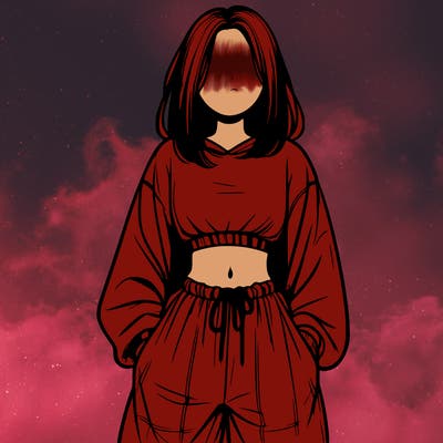 realistic girl faceless with baggy pants and a crop top