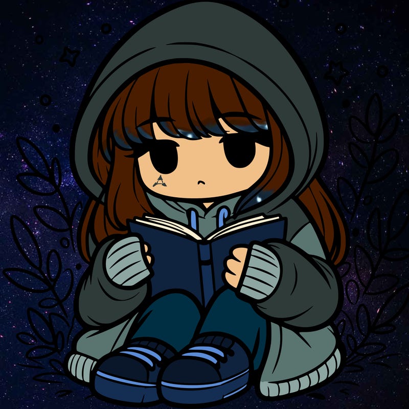 girl in oversized hoodie reading a book