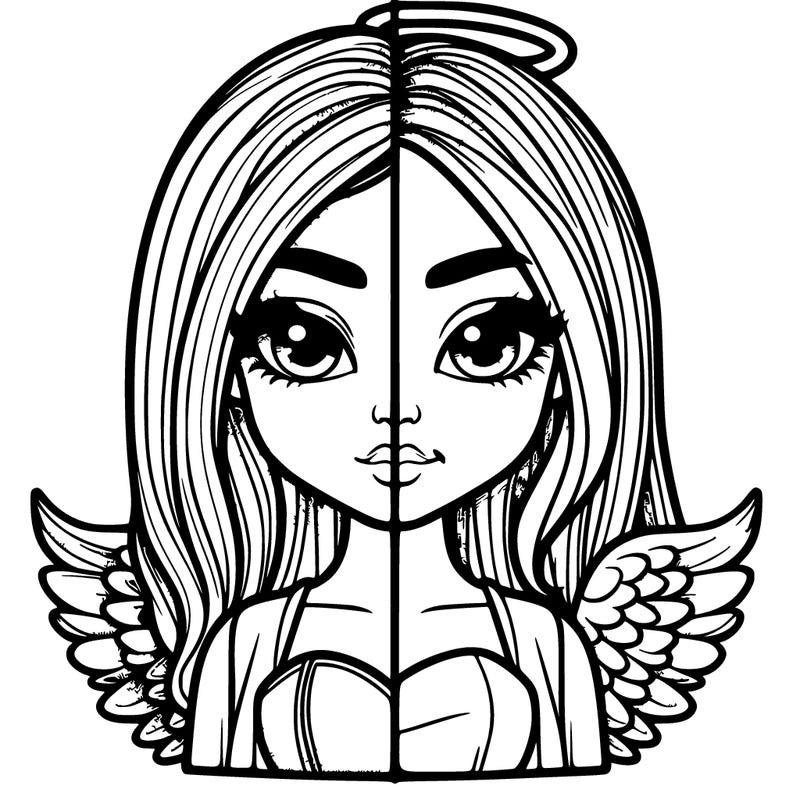 realistic girl half devil half angel