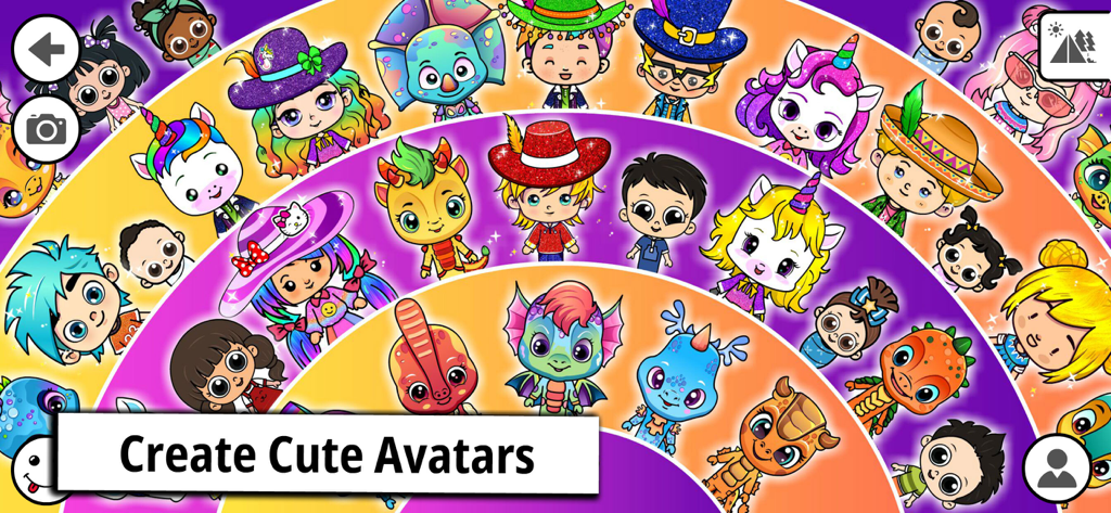 Tizi My Dream Home Design Game - A colorful collage of cute customizable character avatars and animals from the Tizi My Dream Home Design Game.