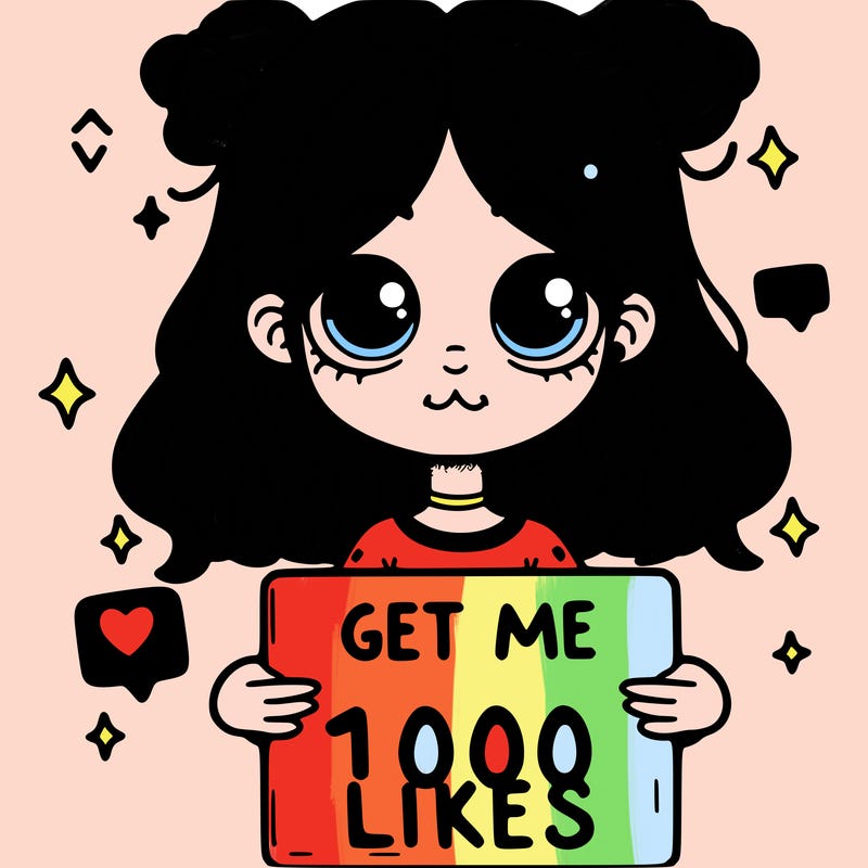 a girl with a sign that says get me 100 likes