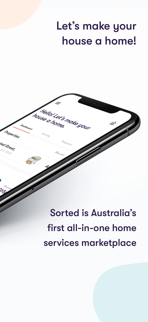 Sorted - Sortedホームサービスマーケットプレイスアプリのインターフェイスが表示されたスマートフォン。