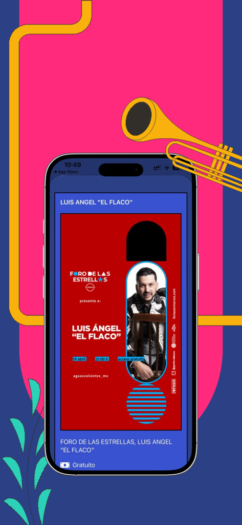 Feria Nacional de San Marcos - Concert poster for Luis Angel El Flaco on the Feria Nacional de San Marcos app