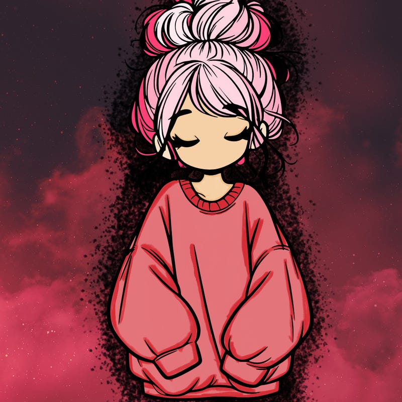 girl with baggy sweatshirt and messy bun