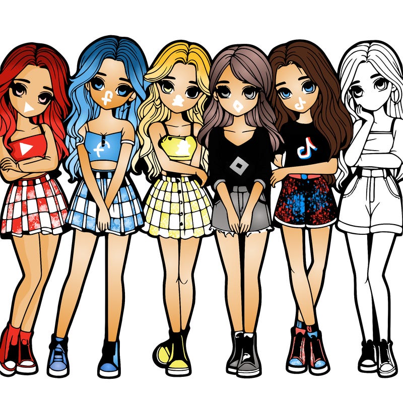 a group of girls realistic