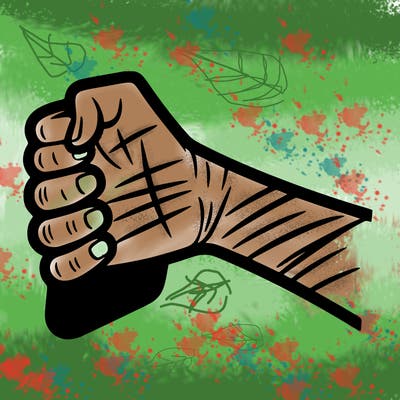 an arm with scratch marks