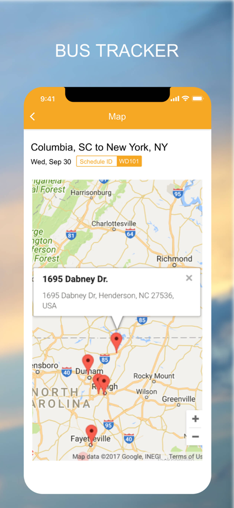 Wanda Coach - Real time bus tracker map in the Wanda Coach mobile application