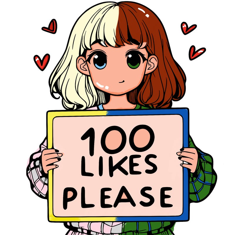 a girl holding a sign saying 100 likes please