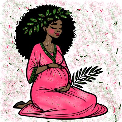 pregnant african american woman black and white