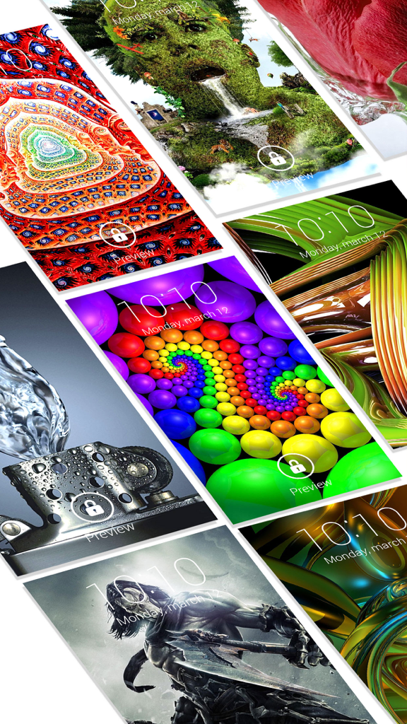 3D Wallpapers & Backgrounds - 3D lock screen Theme - Collage of vibrant 3D wallpapers and artistic lock screen themes for iPhone
