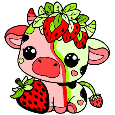 cute strawberry cow