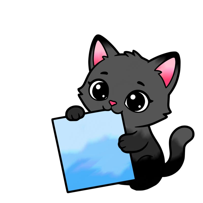 a small cat with a blank sheet of paper in its hand. the cat is sooooooo cute!